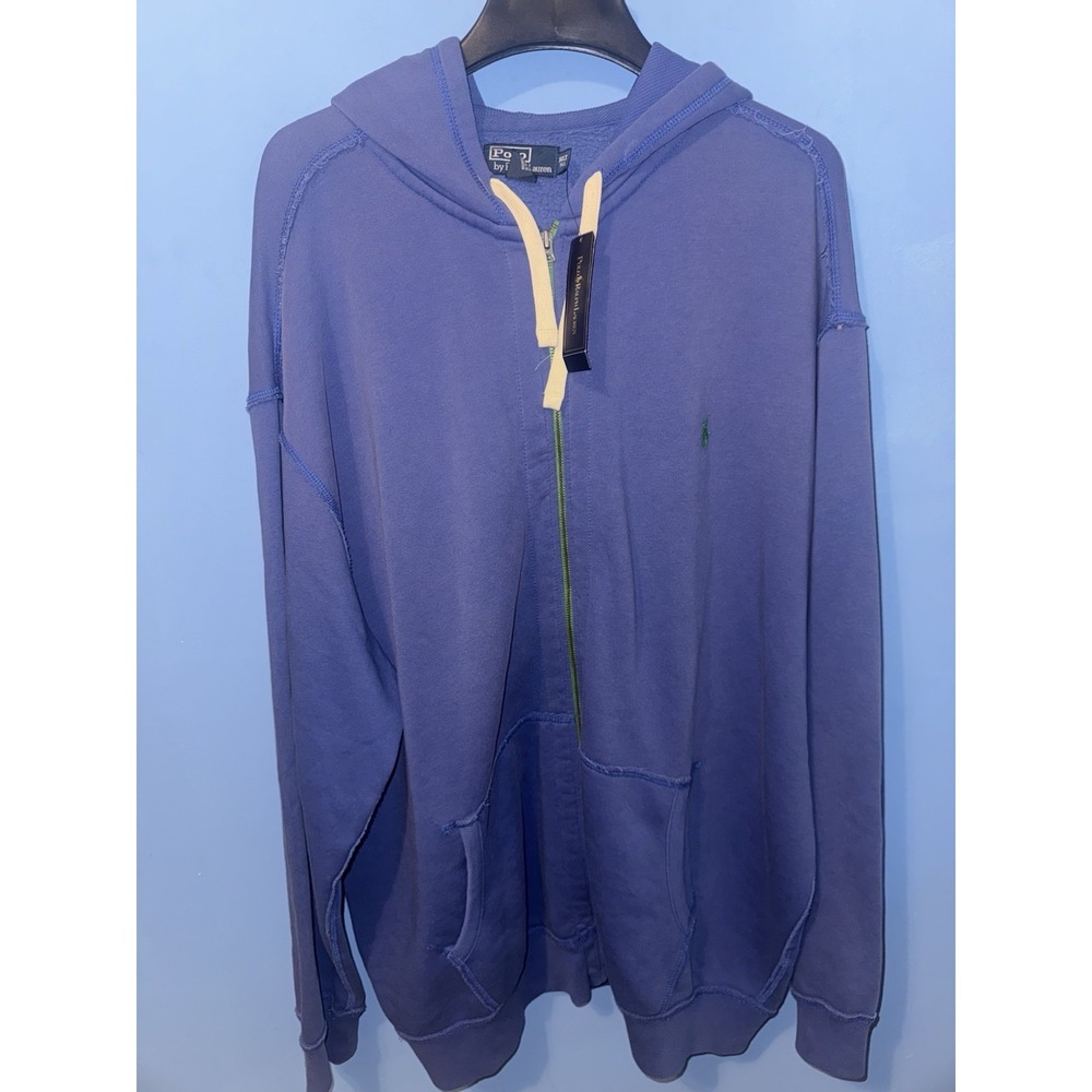 Polo Ralph Lauren Mens Blue Full Zip Hooded Logo Hoodie 3XLT Big & Tall NEW